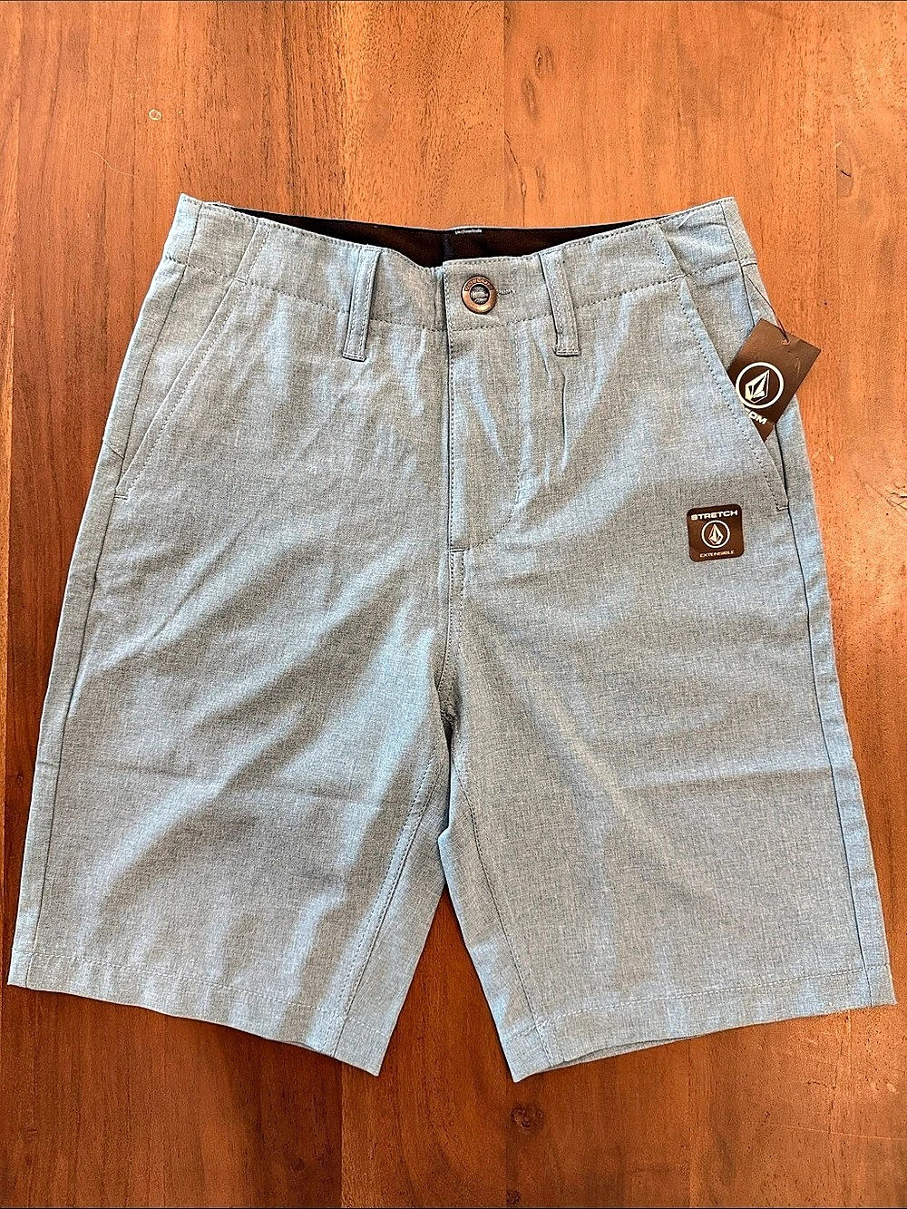 Volcom Frickin Modern Stretch Short Stretch Shorts Blue Waist 26 NWT/Boys 12